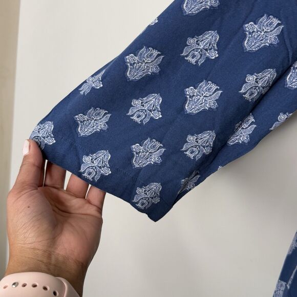 J Jill Top Womens Size L Seaside Woodblock Tunic Rayon 3/4 Sleeve Boho Coastal - Picture 5 of 12